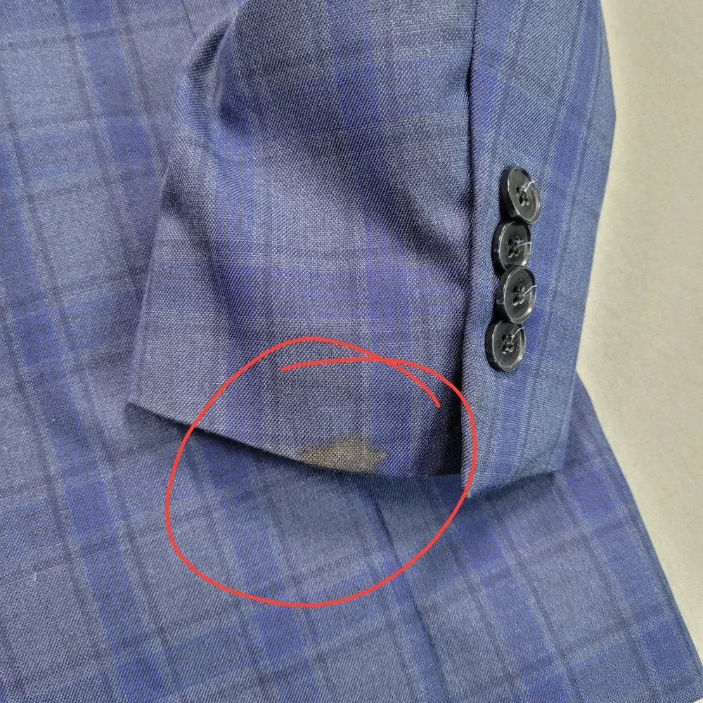 Kenneth Cole Reaction Mens Blue Plaid Two Button Blazer Sport Coat 40R DTC 314